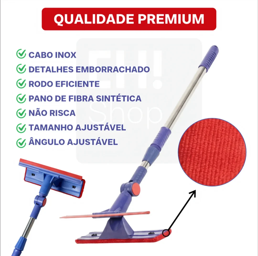 Kit Rodo Limpa Vidro 2 em 1 Extensível + 5 Panos de Microfibra — foto 7