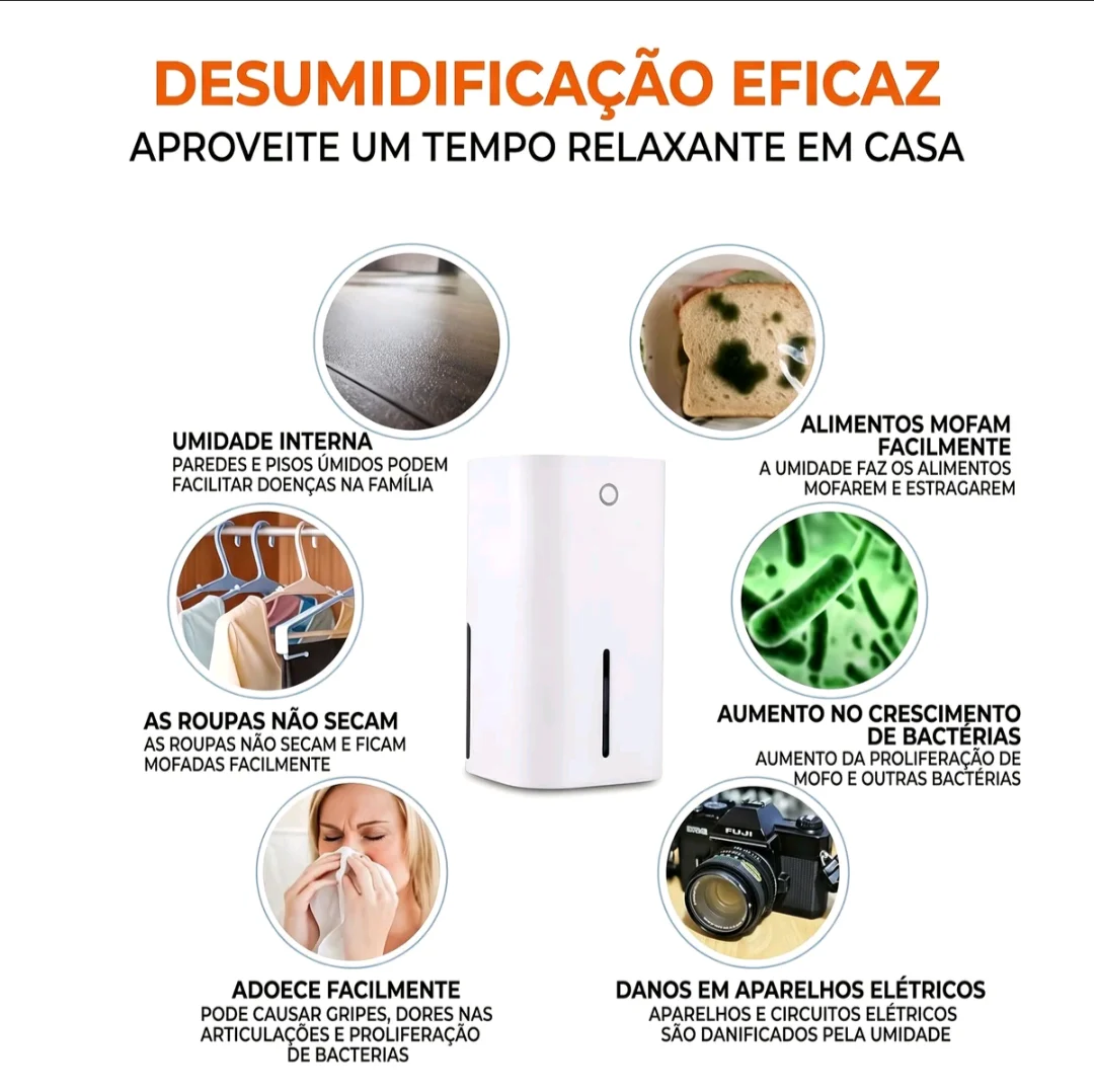 Desumidificador de Ar Compacto 800 ml Elétrico Semicondutor Antimofo — foto 5
