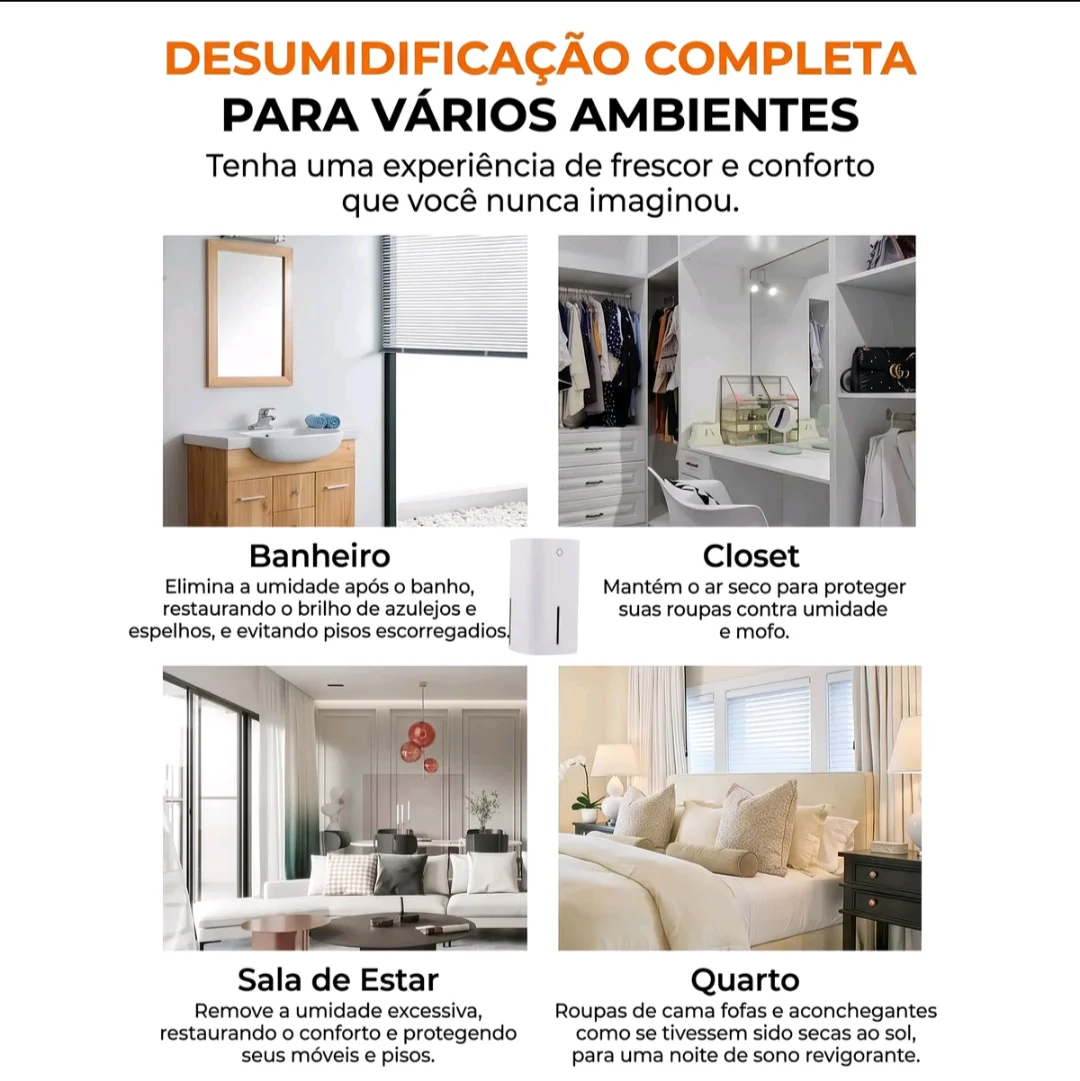Desumidificador de Ar Compacto 800 ml Elétrico Semicondutor Antimofo — foto 4