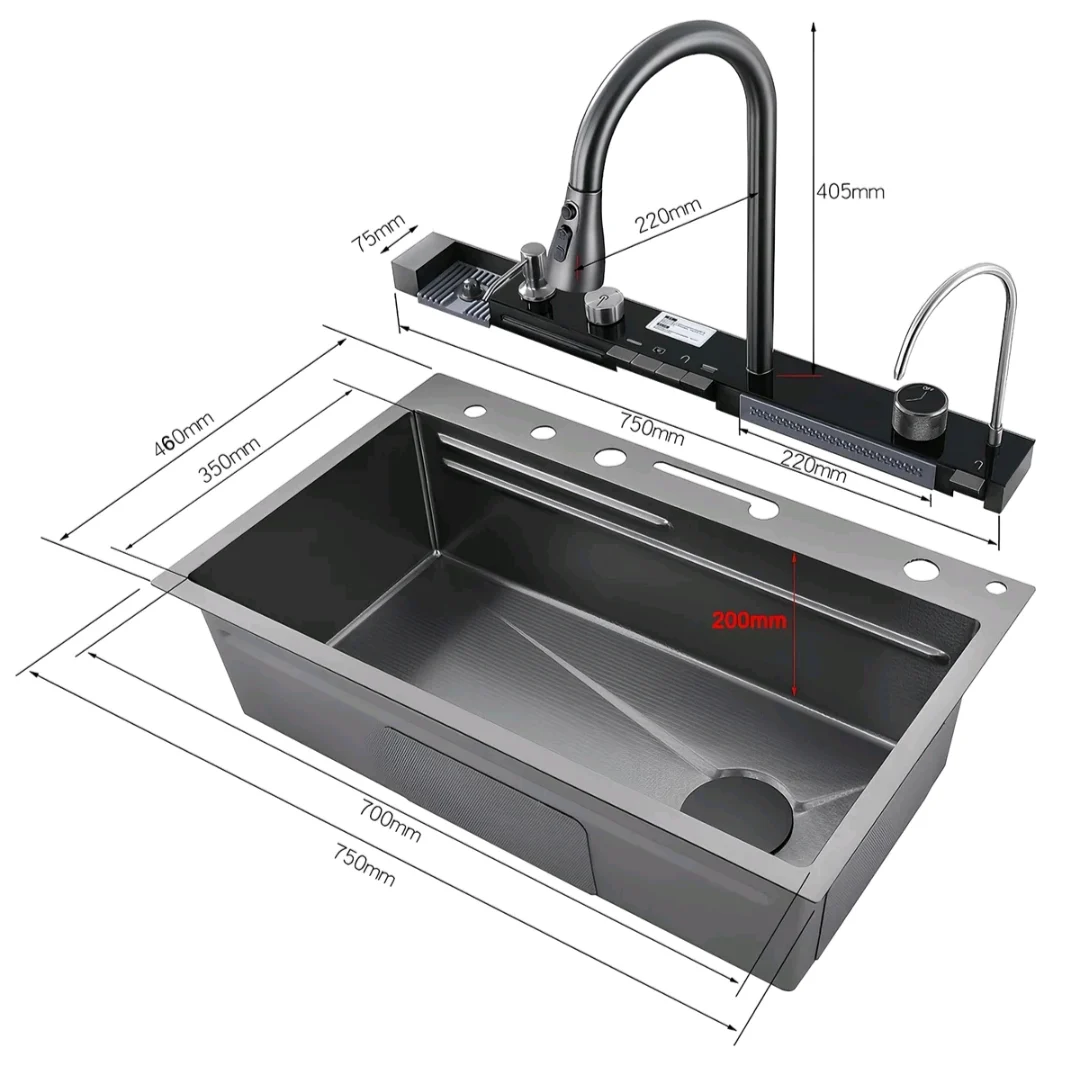Kit Cuba Cozinha Gourmet Luxo com Cascata, Display Digital e Torneira Integrada — foto 2