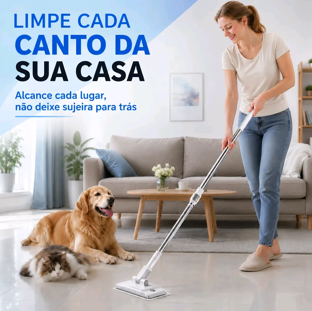 Mop Flat SOPAMI com Cabo Telescópico Extensível, Prendedor de Pano e Sistema de 2 Níveis — foto 3