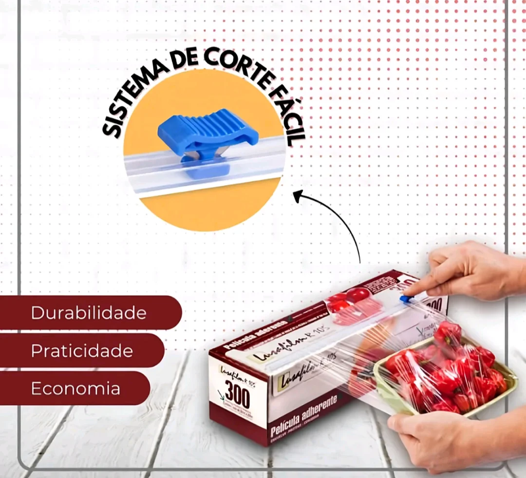 Filme PVC Lusafilm 28 cm x 300 m com Caixa e Sistema de Corte Fácil — foto 1