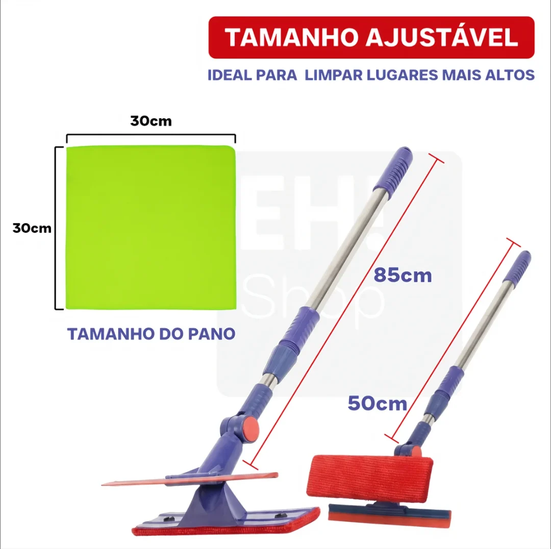 Kit Rodo Limpa Vidro 2 em 1 Extensível + 5 Panos de Microfibra — foto 6