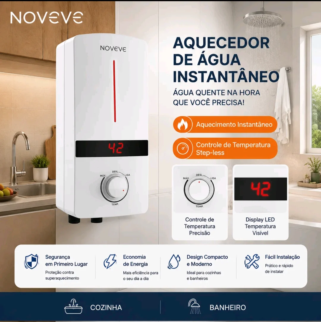 Aquecedor Elétrico Instantâneo Noveve 5500W 220V com Display Digital — foto 1