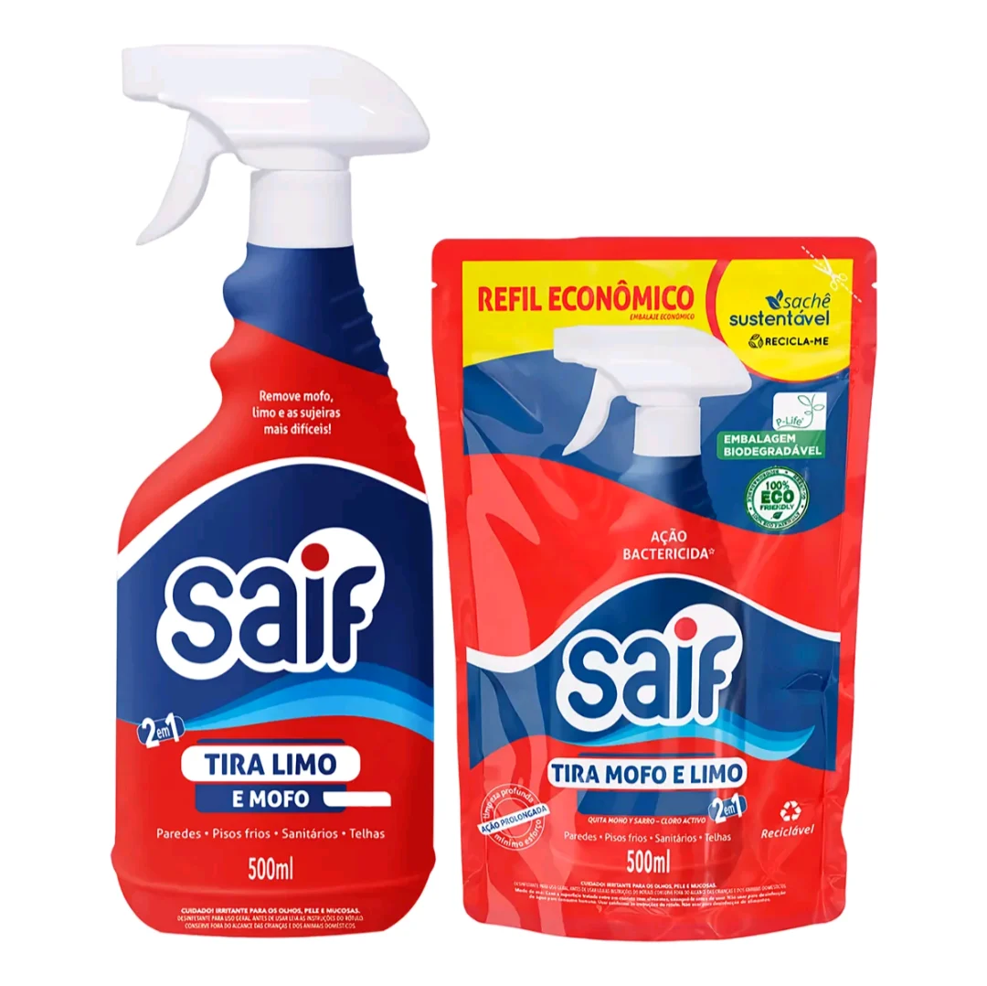 Saif Tira Mofo e Limo 2 em 1 com Cloro Ativo – Kit 500 ml + Refil 500 ml — foto 1
