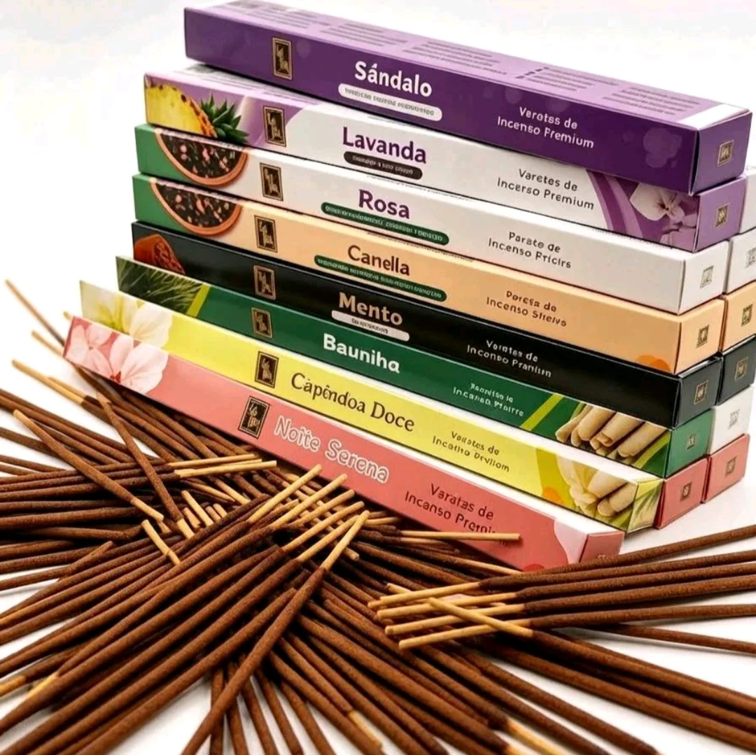Kit 70 Varetas de Incenso Aromático Sortido com Porta-Incenso de Bambu — foto 4