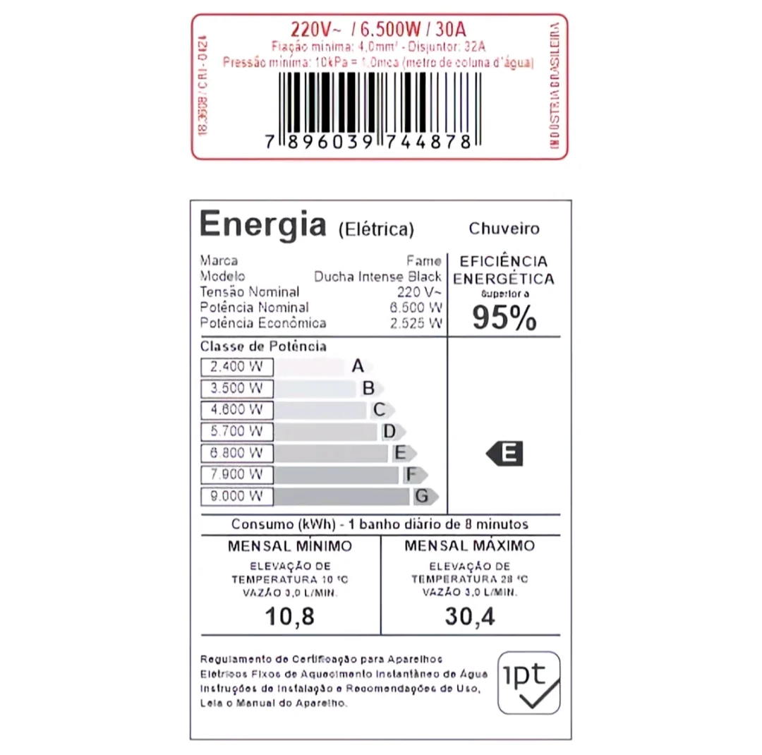 Ducha FAME Intense Eletrônica Black 6500W 220V — foto 9