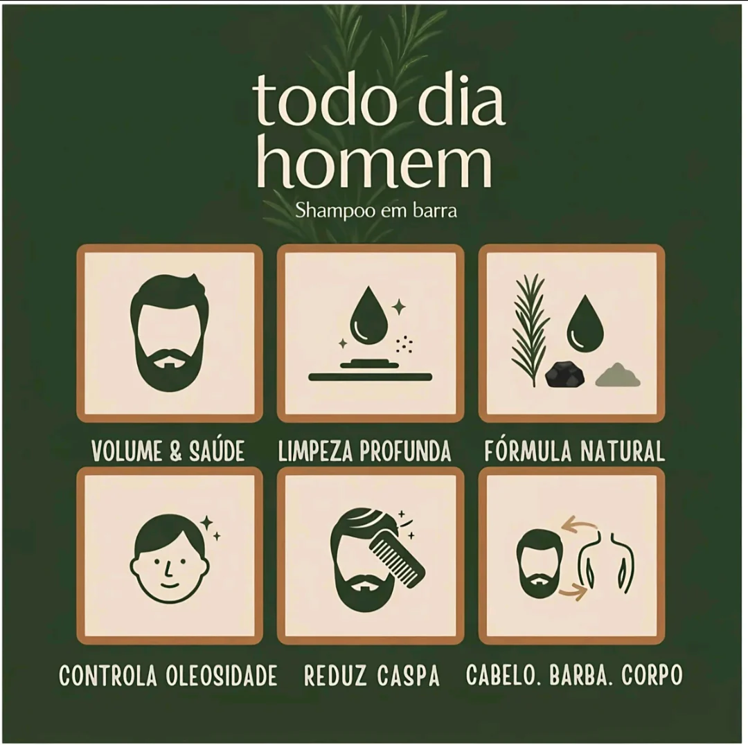 SHAMPOO SÓLIDO MASCULINO ANTICASPA 3 EM 1 TODO DIA HOMEM - 90 G — foto 2