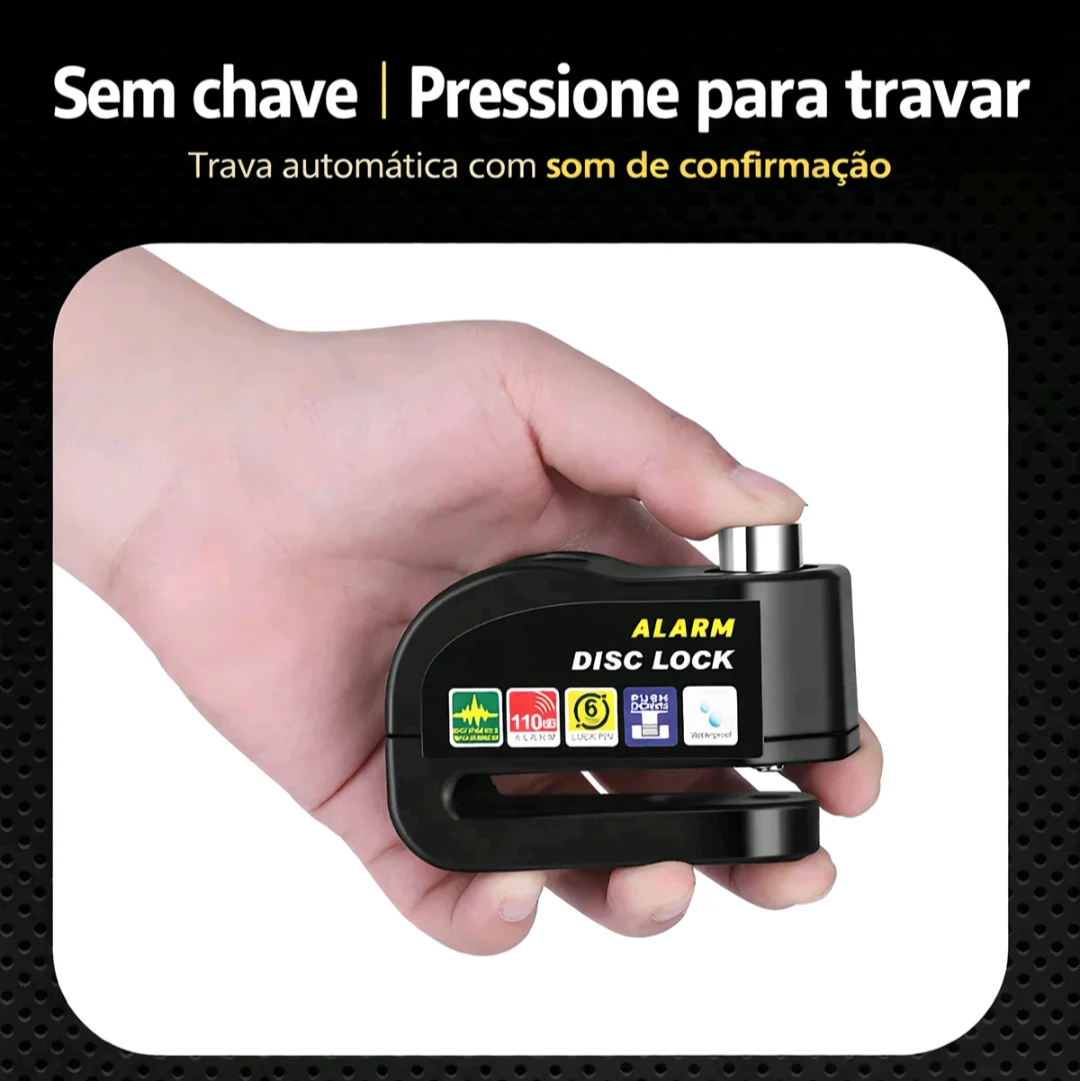 Trava de Disco com Alarme 110dB para Moto, Scooter, Bicicleta e Patinete Elétrico — foto 4
