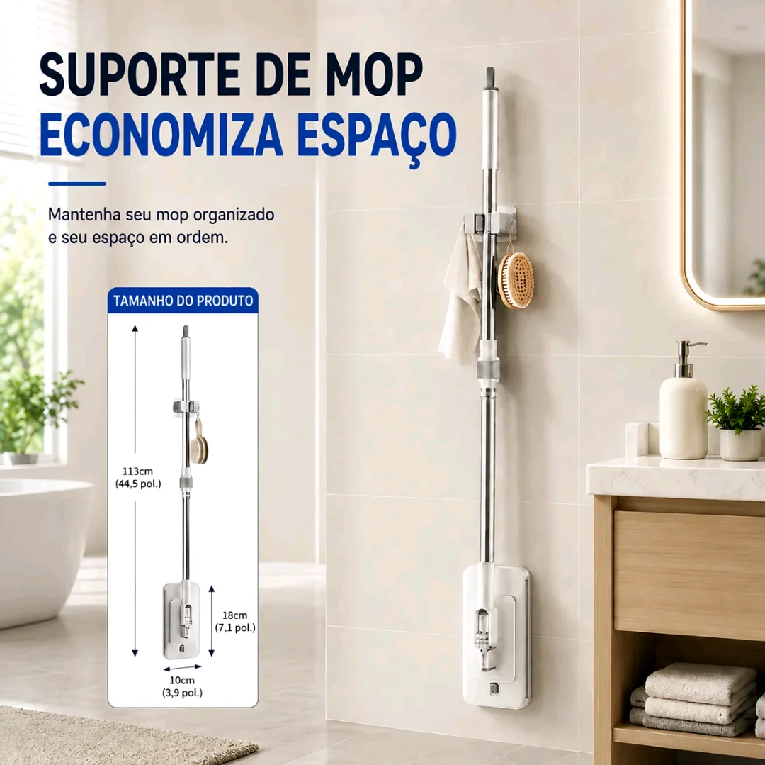Mop Flat SOPAMI com Cabo Telescópico Extensível, Prendedor de Pano e Sistema de 2 Níveis — foto 7