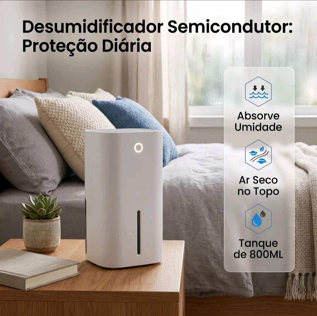 Desumidificador de Ar Compacto 800 ml Elétrico Semicondutor Antimofo — foto 1