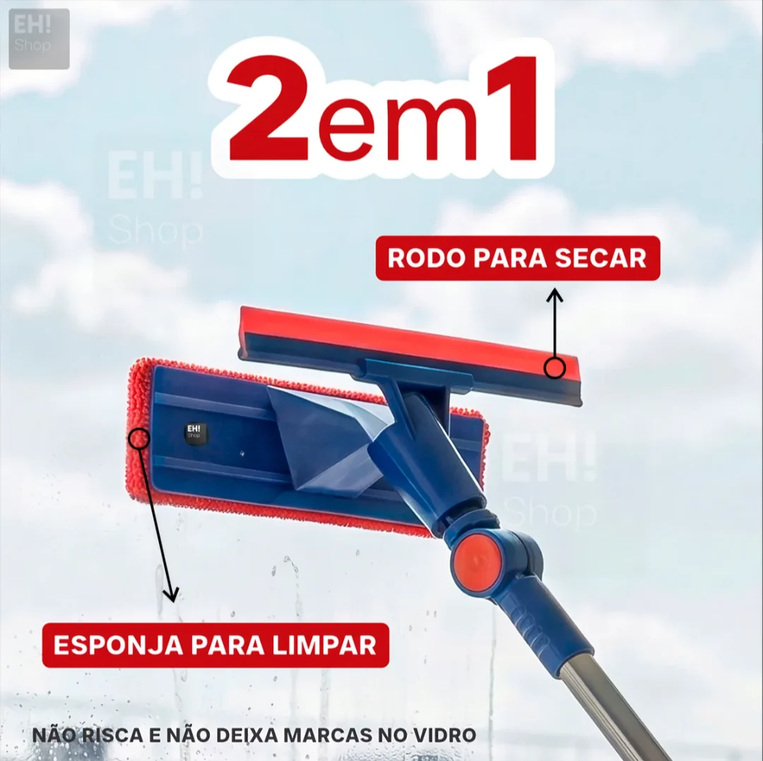 Kit Rodo Limpa Vidro 2 em 1 Extensível + 5 Panos de Microfibra — foto 4