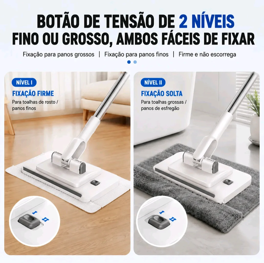 Mop Flat SOPAMI com Cabo Telescópico Extensível, Prendedor de Pano e Sistema de 2 Níveis — foto 5