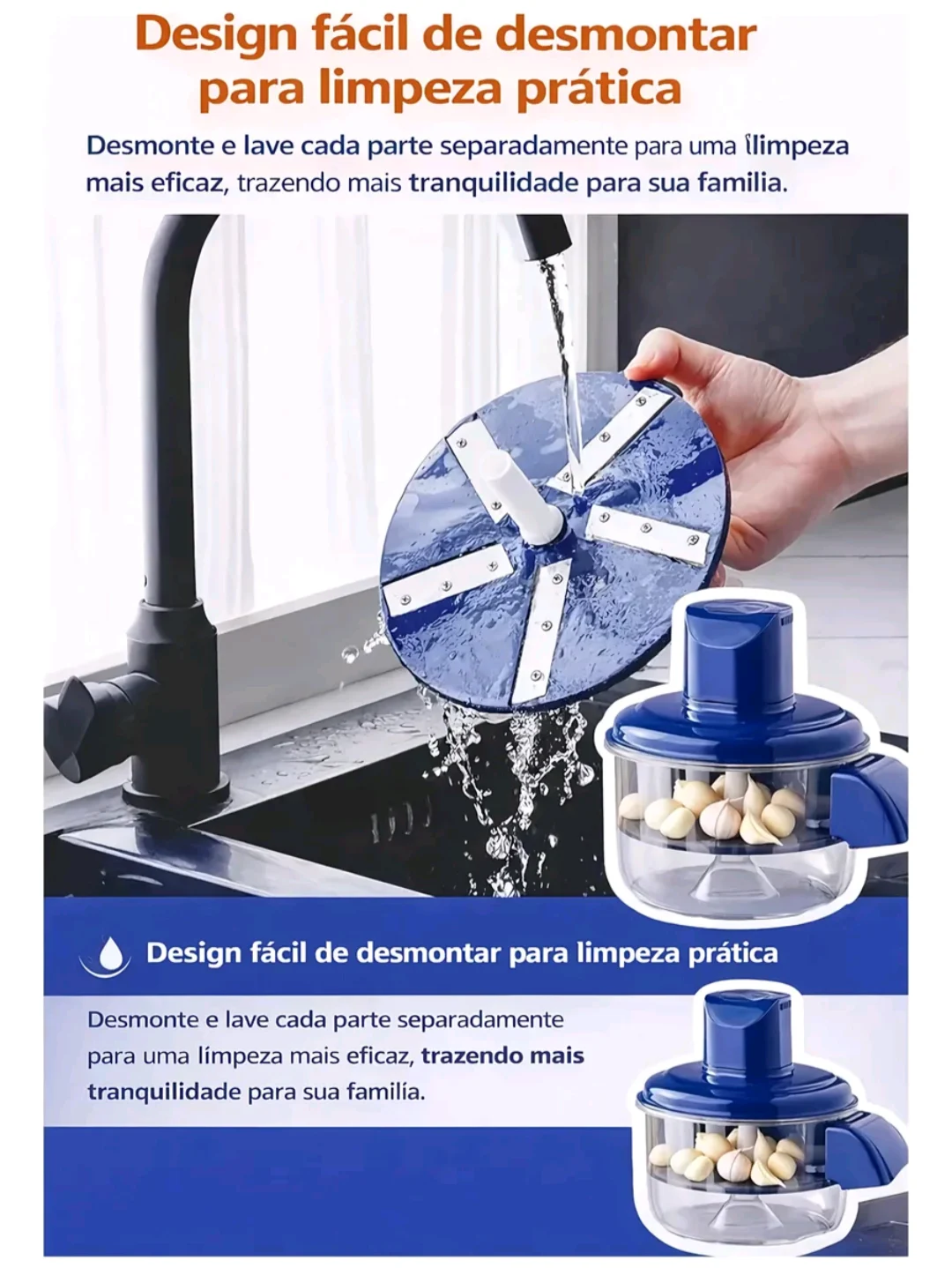 Mini Processador Elétrico de Alimentos para Alho, Legumes e Frutas — foto 2