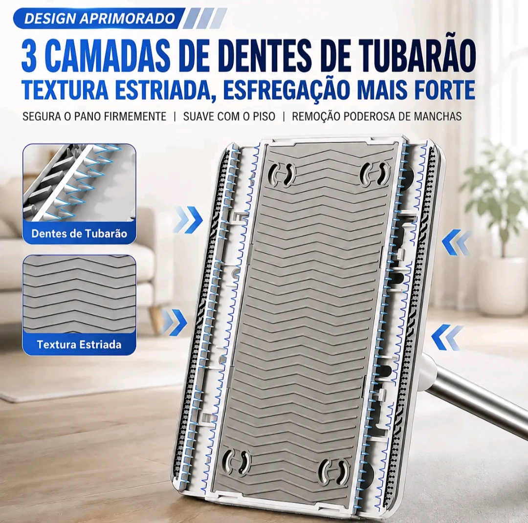 Mop Flat SOPAMI com Cabo Telescópico Extensível, Prendedor de Pano e Sistema de 2 Níveis — foto 4