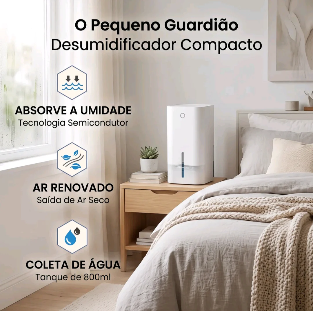 Desumidificador de Ar Compacto 800 ml Elétrico Semicondutor Antimofo — foto 9