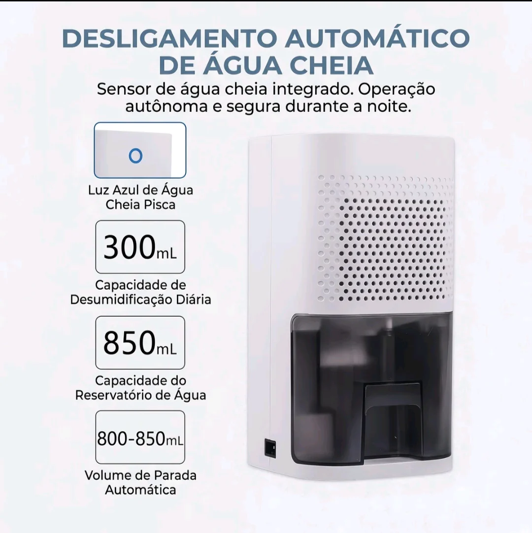 Desumidificador de Ar Compacto 800 ml Elétrico Semicondutor Antimofo — foto 7