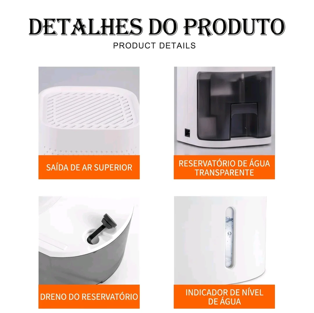 Desumidificador de Ar Compacto 800 ml Elétrico Semicondutor Antimofo — foto 6