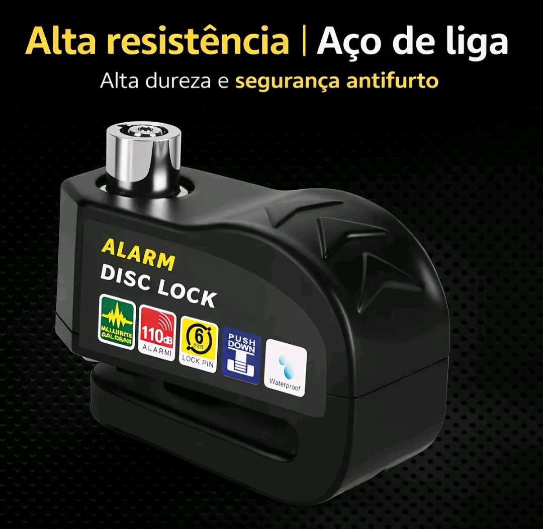 Trava de Disco com Alarme 110dB para Moto, Scooter, Bicicleta e Patinete Elétrico — foto 3