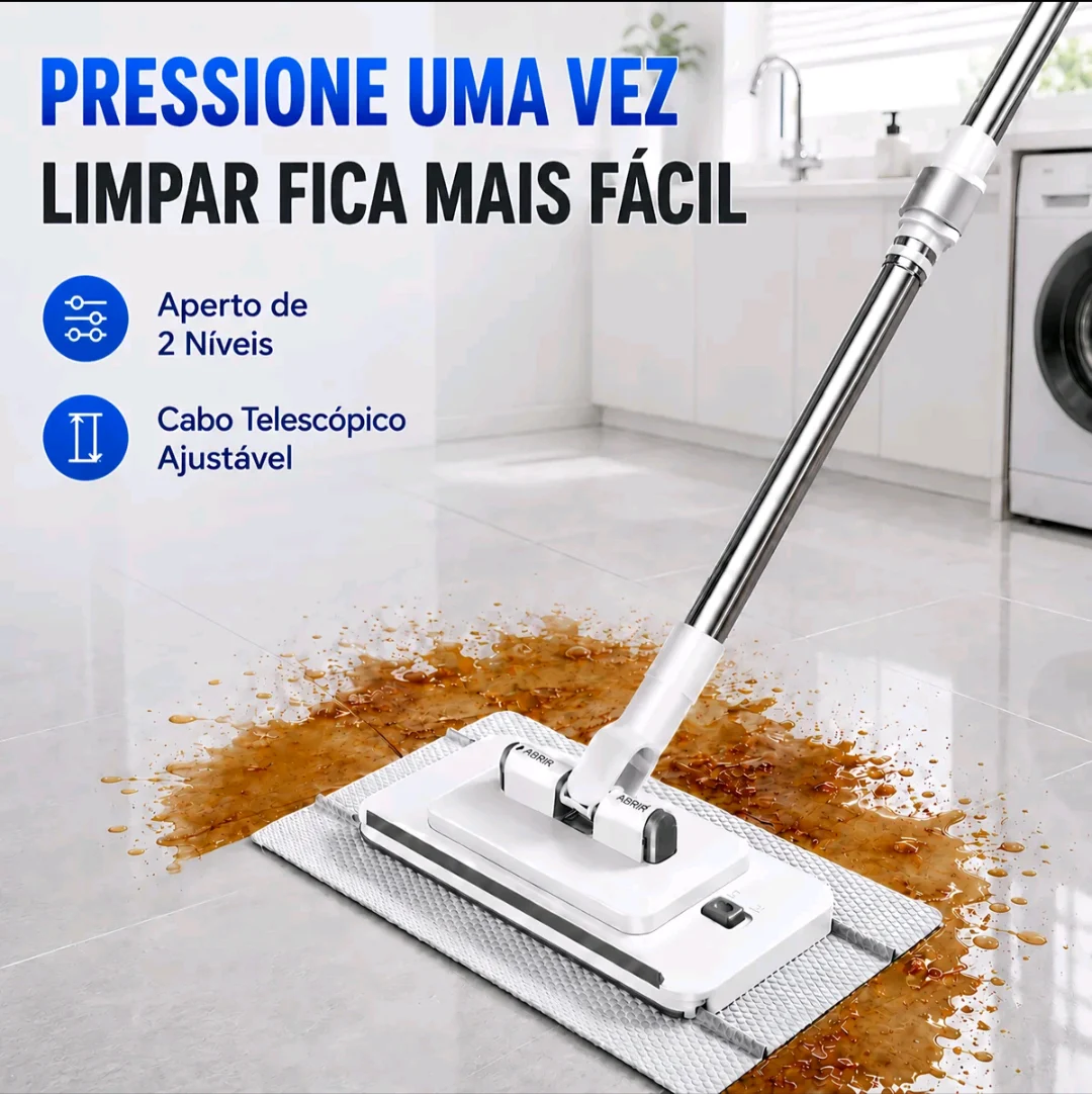 Mop Flat SOPAMI com Cabo Telescópico Extensível, Prendedor de Pano e Sistema de 2 Níveis — foto 2